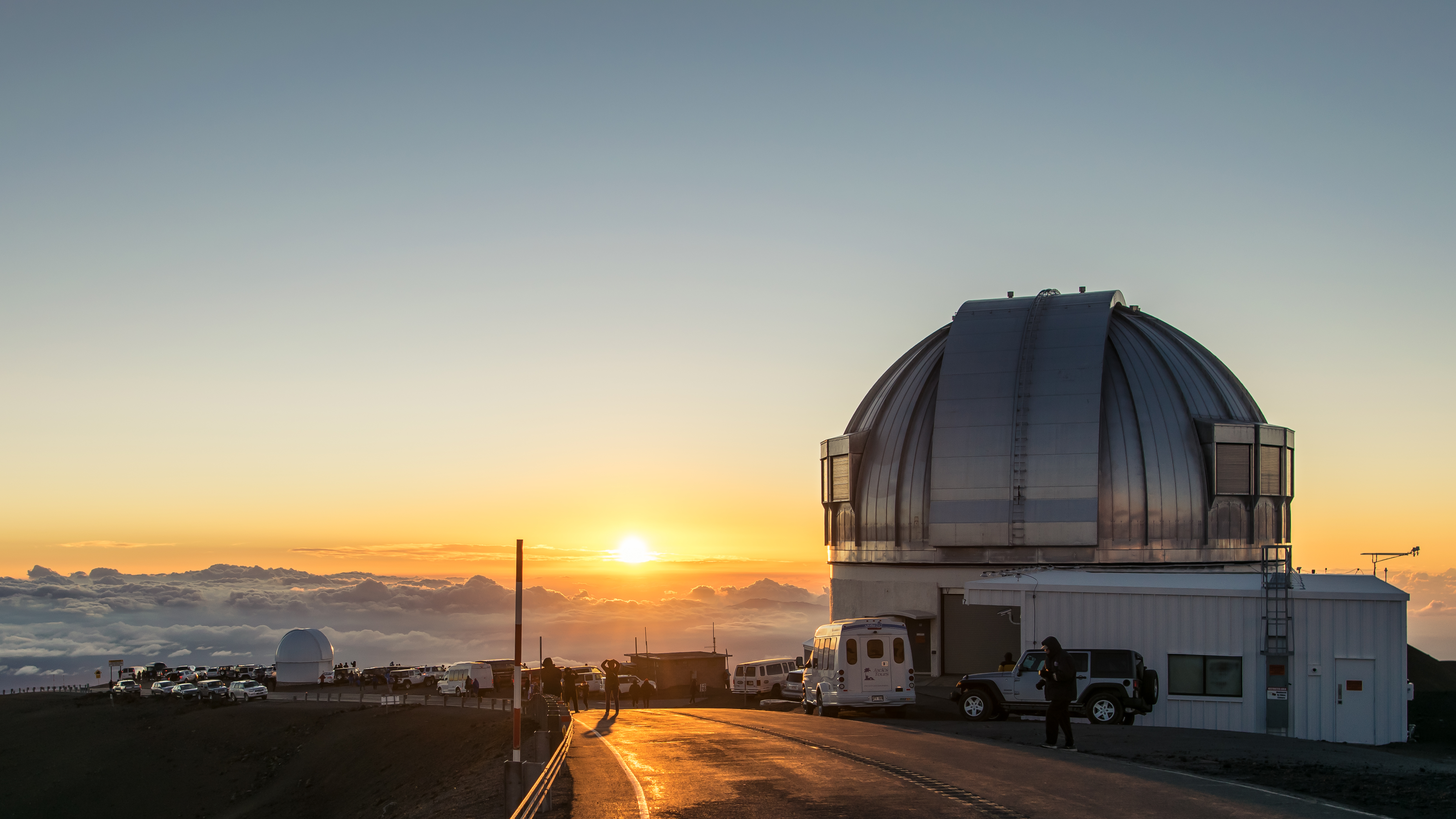 Telescope and sunset